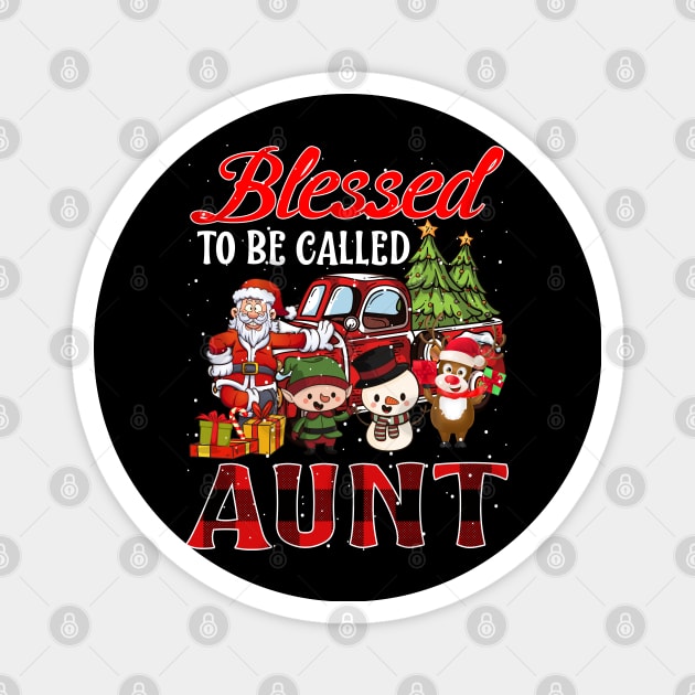 Blessed To Be Called Aunt Christmas Buffalo Plaid Truck Magnet by intelus